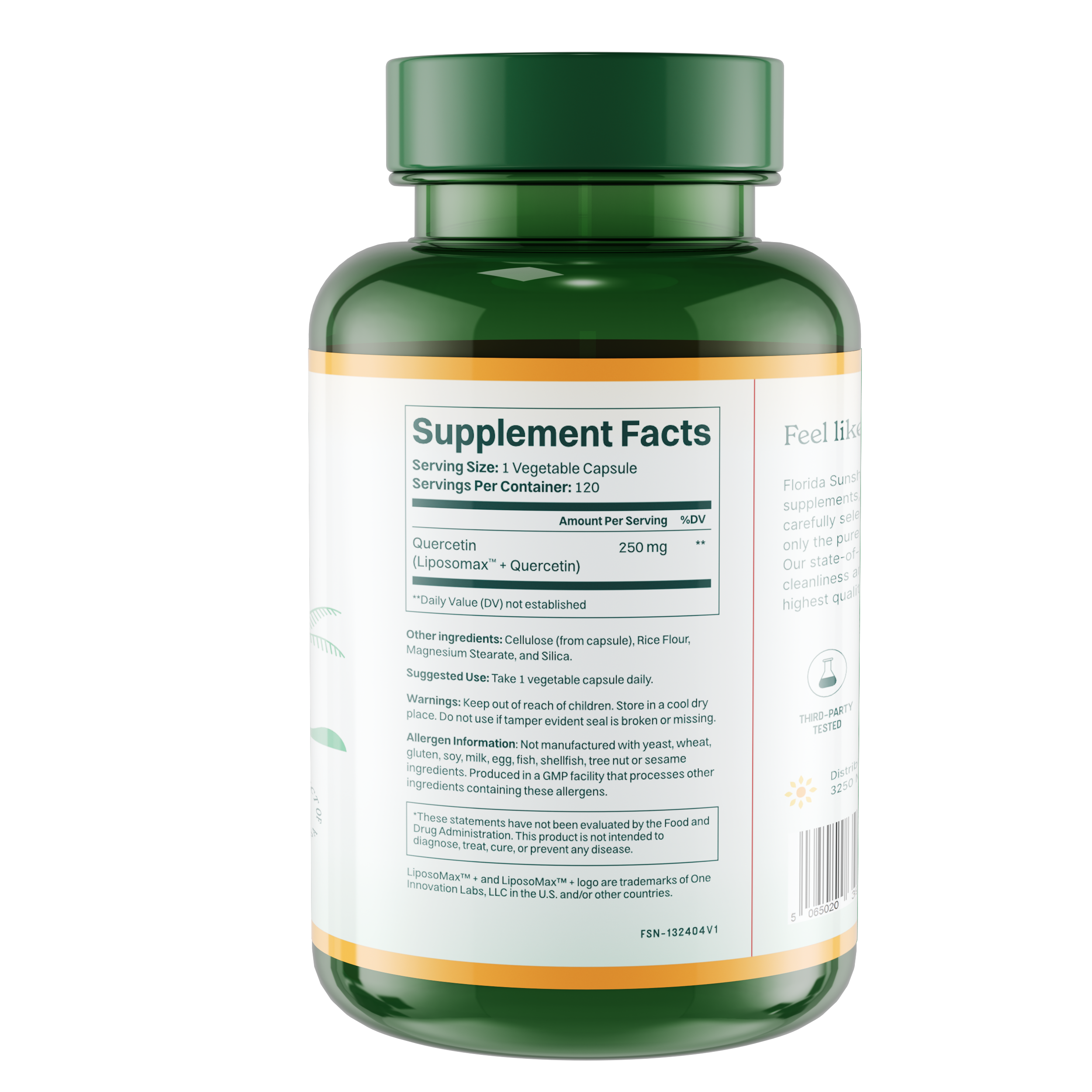 Liposomal Quercetin - 120 Capsules (250mg) - £0.30 per capsule
